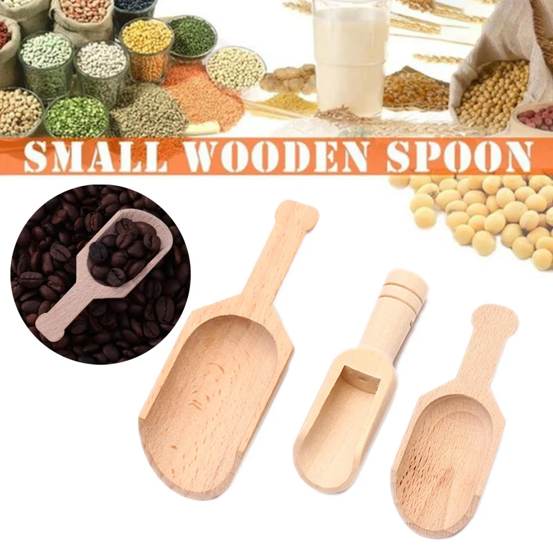 1Pcs Wooden Mini Tea Coffee Scoops Seasoning Candy Spices Bath Salt Spoons
