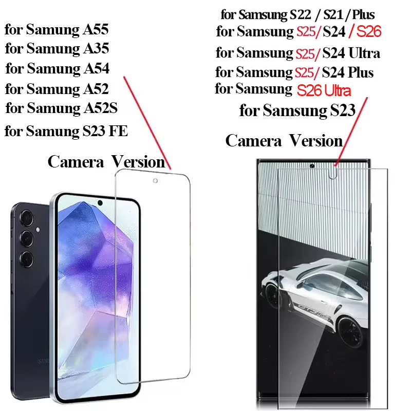 HD Screen Protector for Samsung S23 S26 A55 A35 A54 S25 Tempered Glass for Samsung S24 S21 S22 mica Galaxy S24 Ultra S23 FE thumbnail 5