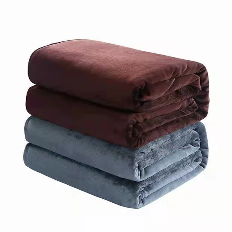 230GSM Coral Fleece Flannel Blankets For Beds Solid Blue Pink Soft Warm Thin Bedspread Sofa Cover Faux Fur Plaid Blanket thumbnail 2