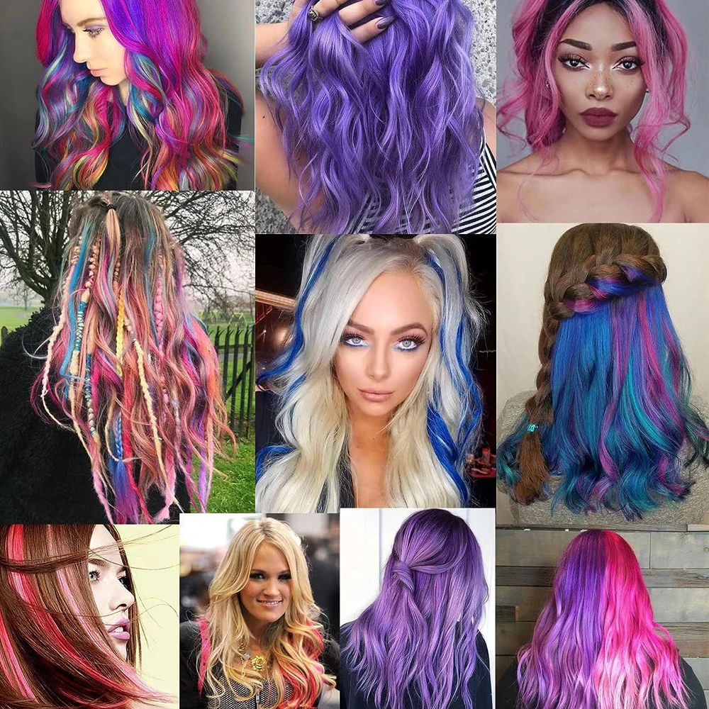 6pcs/pack Clip in Hair Extensions Colored Party Highlights for Girls 22 inches Multi-colors Straight Hair Synthetic Hairpieces thumbnail 6