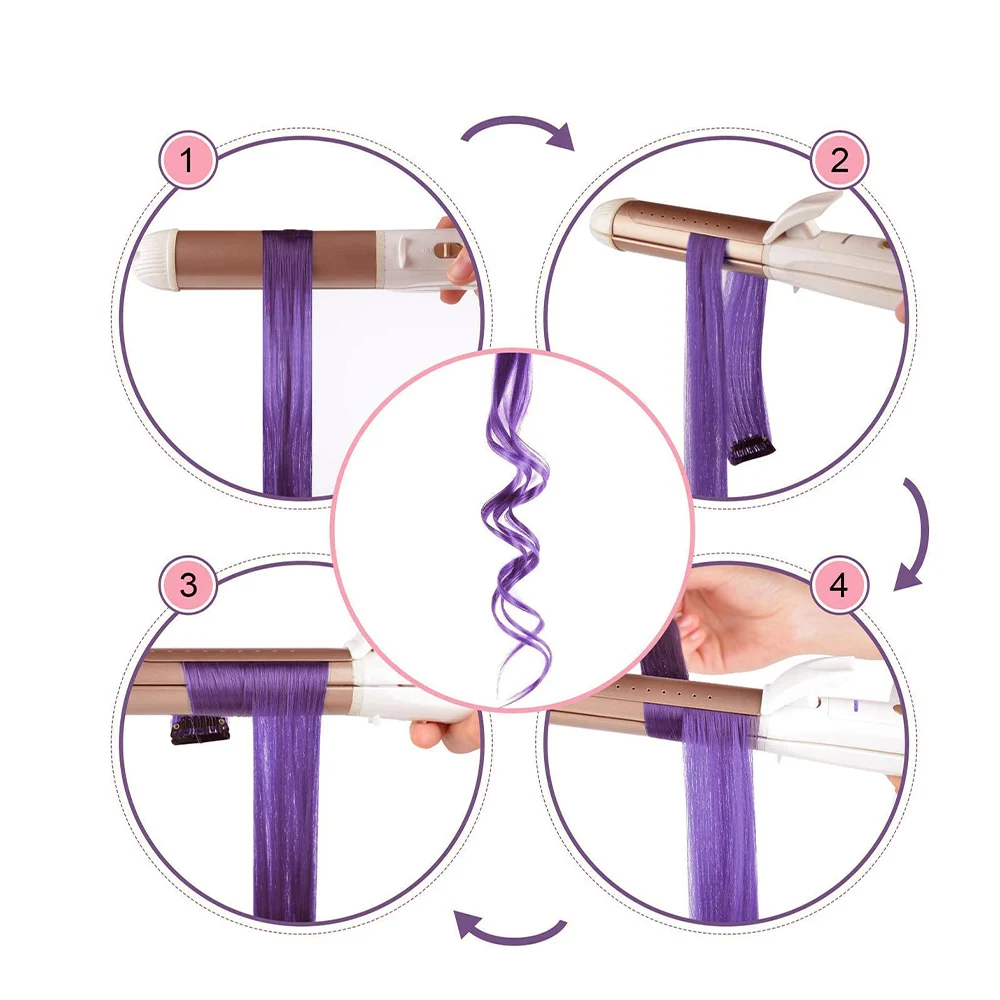6pcs/pack Clip in Hair Extensions Colored Party Highlights for Girls 22 inches Multi-colors Straight Hair Synthetic Hairpieces thumbnail 5