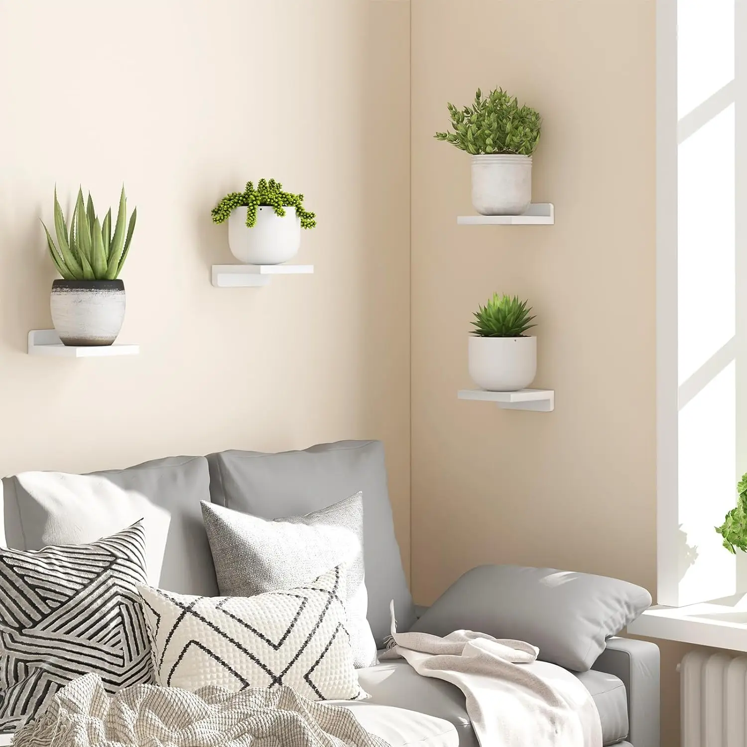 4-Pack Small Floating Shelves for Wall, Wood Shelf 5 Inch Display Ledges Room Decor, Mini with 2 Types of Installation thumbnail 3