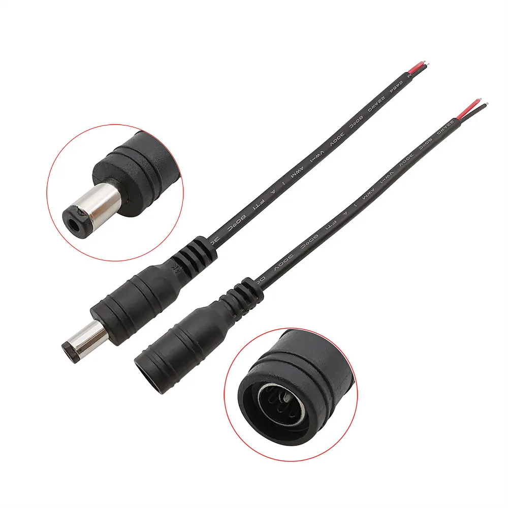 5Pair 5.5mm x 2.1mm DC Male Female Plug 12V DC Power Pigtail Cable Extension Wire Connector For DIY LED Strip Light CCTV Camera thumbnail 6