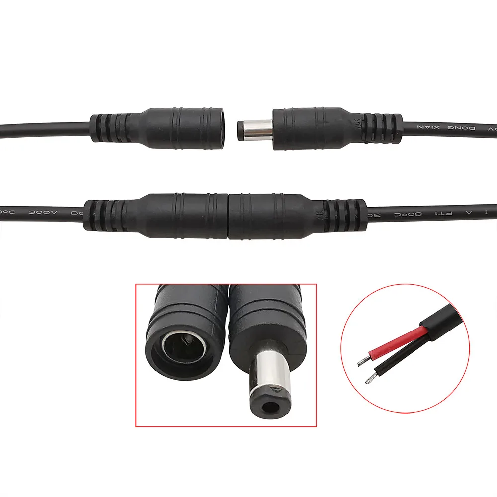 5Pair 5.5mm x 2.1mm DC Male Female Plug 12V DC Power Pigtail Cable Extension Wire Connector For DIY LED Strip Light CCTV Camera thumbnail 2