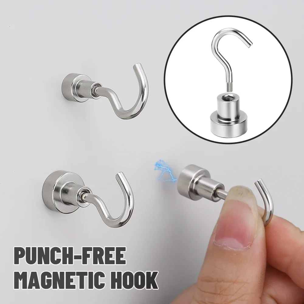 20/1PCS Metal Strong Magnetic Hook Wall-mounted Heavy-duty Magnetic Hook Key Hanger Home Kitchen Bathroom Accessories Magnet thumbnail 3