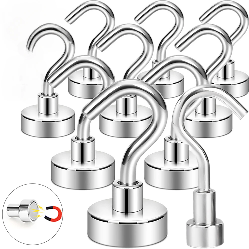 20/1PCS Metal Strong Magnetic Hook Wall-mounted Heavy-duty Magnetic Hook Key Hanger Home Kitchen Bathroom Accessories Magnet thumbnail 2