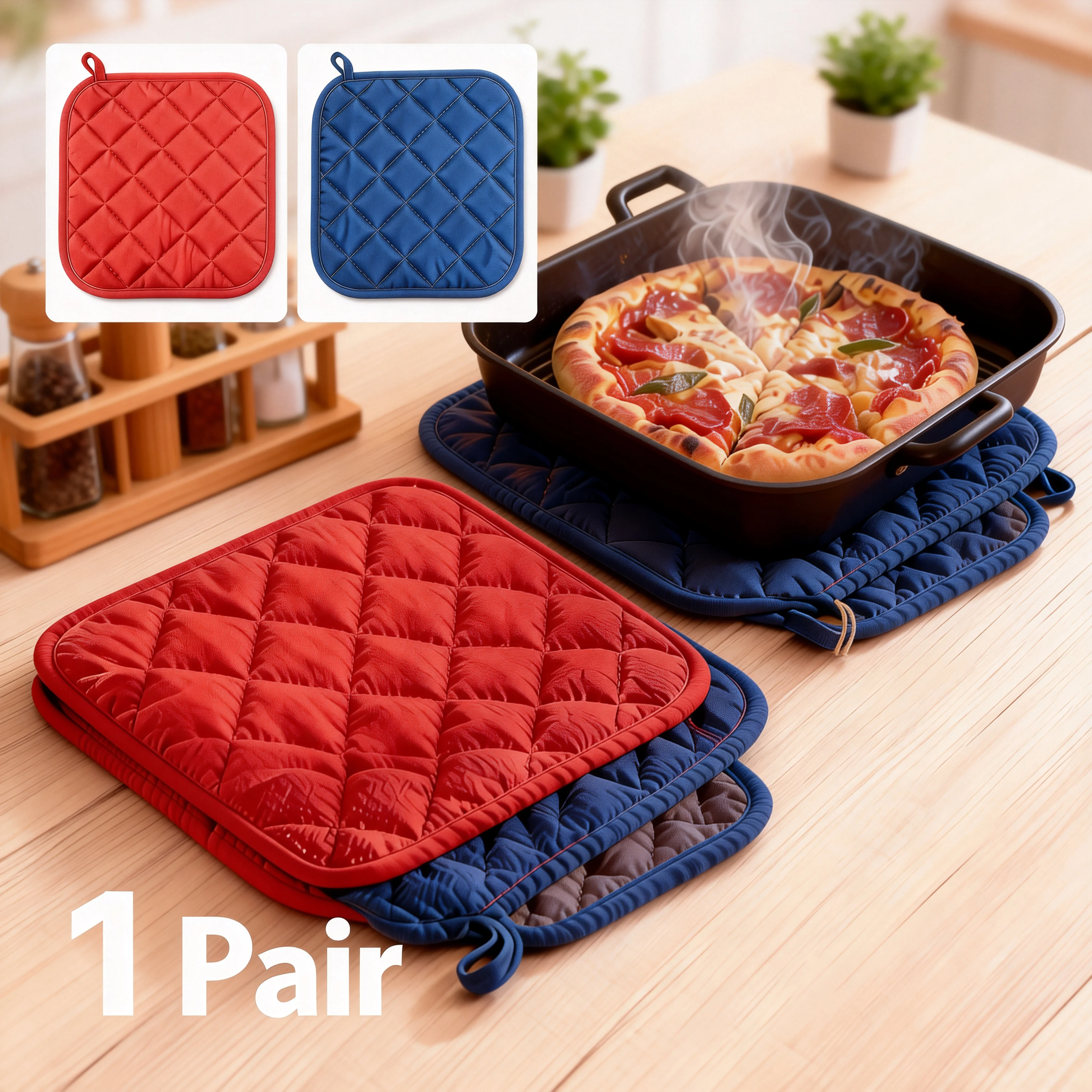 3Pc Pot Holders Heat Resistant Potholders Cotton Hot Pot Pad Firm Grip Pot Holders Dining Table Mat Pot Holders Set Kitchen Tool