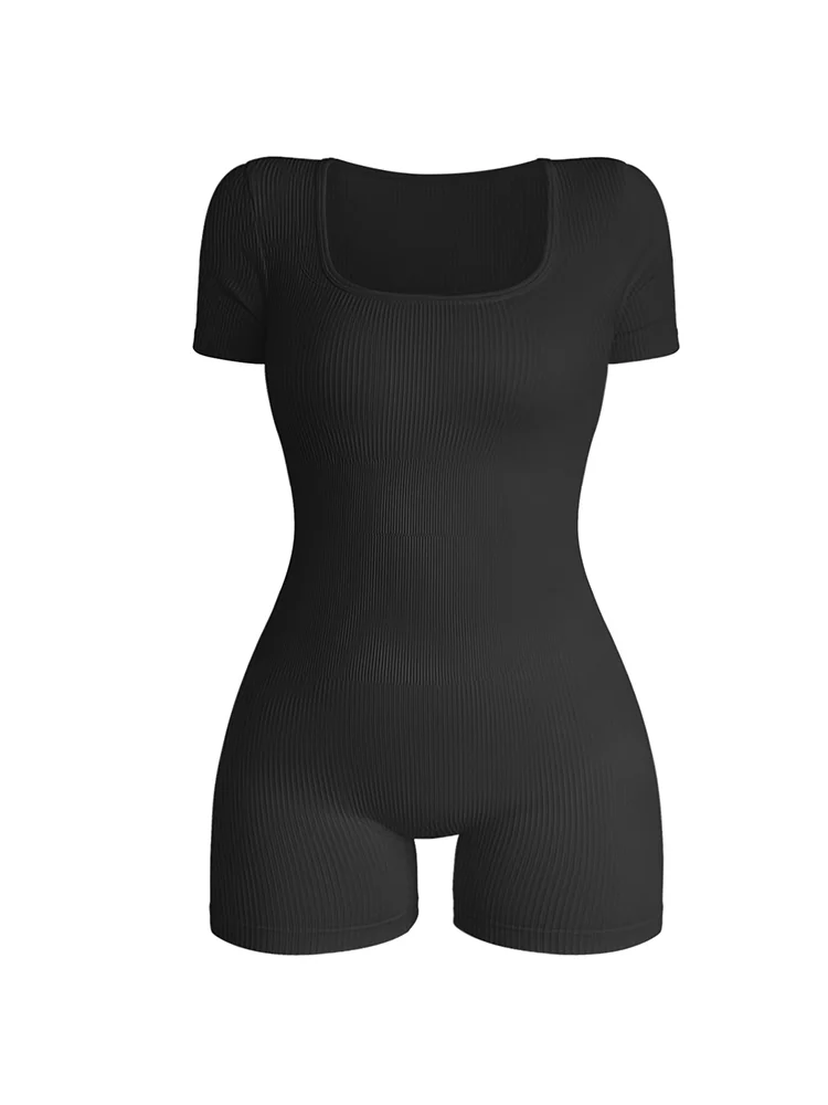 Women's Square Neck Short Sleeved Jumpsuit Sexy High Waist Bodycon One-piece Jumpsuit Fashionable Sexy Streetwear Ladies thumbnail 2