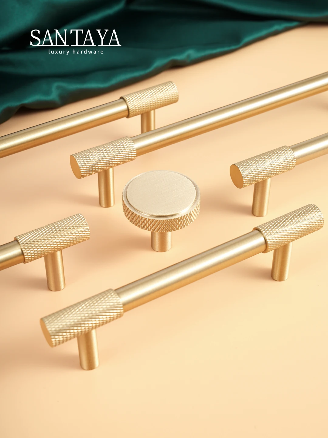 Santaya Brass Furniture Handles Diamond Cut Cross Knurled Pattern Gold Knobs Wardrobes Kitchen Cabinets Luxury Solid Door Pulls