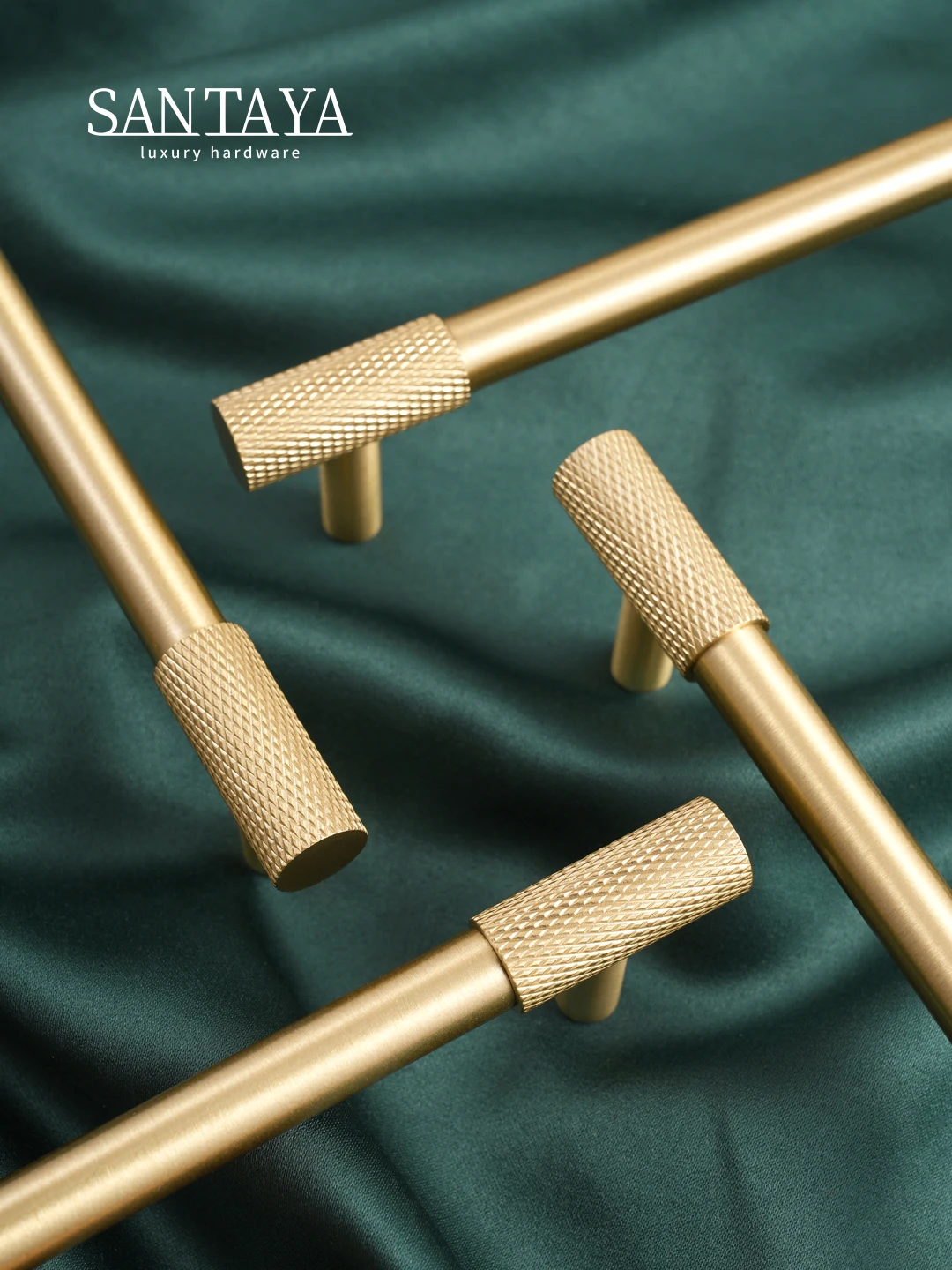 Santaya Brass Furniture Handles Diamond Cut Cross Knurled Pattern Gold Knobs Wardrobes Kitchen Cabinets Luxury Solid Door Pulls thumbnail 3