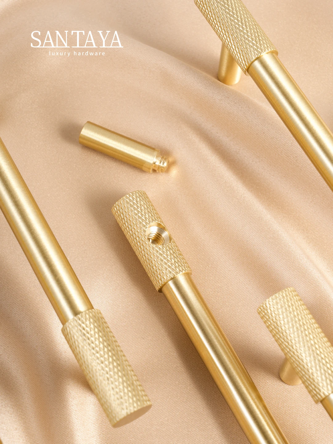 Santaya Brass Furniture Handles Diamond Cut Cross Knurled Pattern Gold Knobs Wardrobes Kitchen Cabinets Luxury Solid Door Pulls thumbnail 4