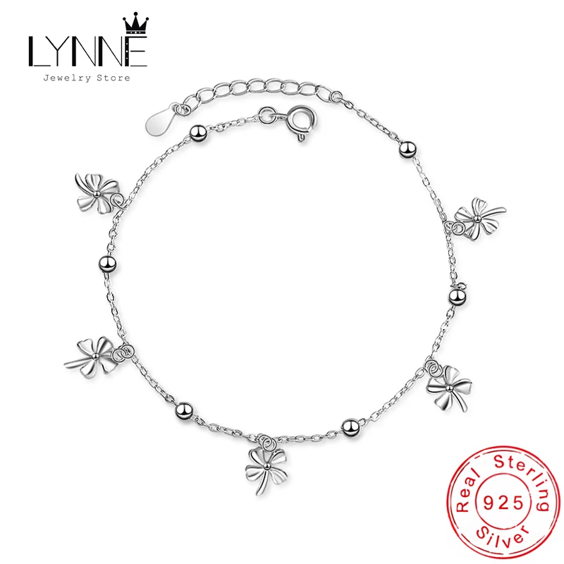 New Fashion 925 Sterling Silver Lucky Clover Pendant Anklets Women Jewelry Gift Bohemia Sexy Beach Charm Windmill Foot Chain