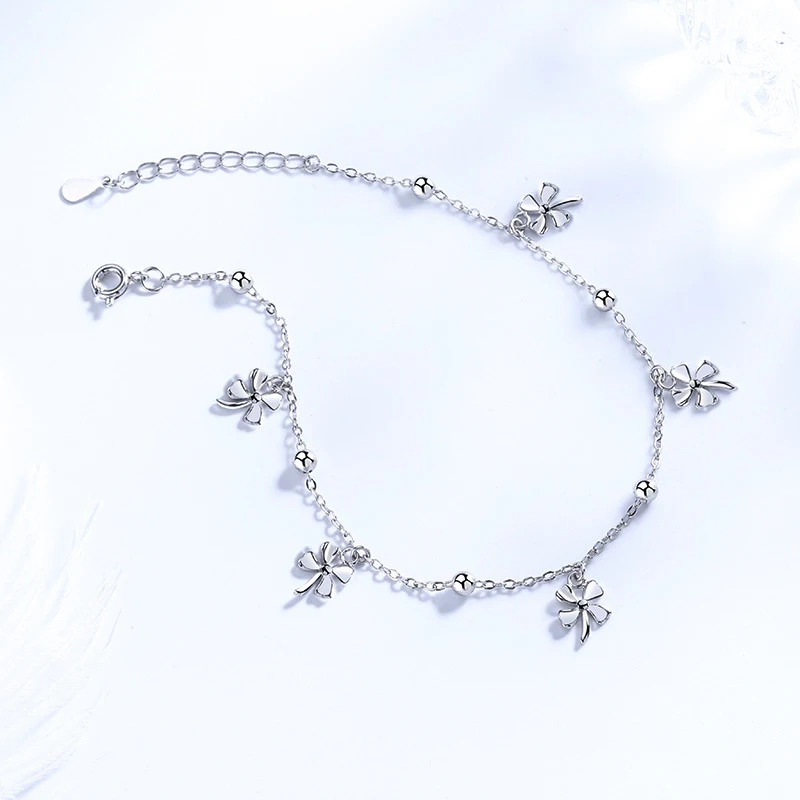 New Fashion 925 Sterling Silver Lucky Clover Pendant Anklets Women Jewelry Gift Bohemia Sexy Beach Charm Windmill Foot Chain thumbnail 6