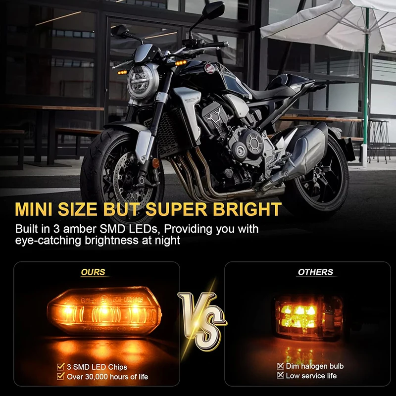 Motorcycle Turn Signal LED Blinker Amber Indicator LED Lamp 12V For Yamaha FZ 1 YZF R3 R6 R1 MT 07 09 FZ6 Tracer 900 Tenere 700 thumbnail 2