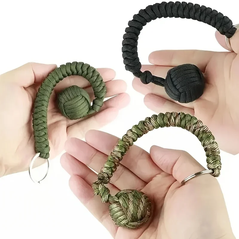 Outdoor Self-Defense Umbrella Rope,Monkey Fist Steel Ball, Paracord Survival Key Chain, Outdoor Safety Protection Accessories thumbnail 2