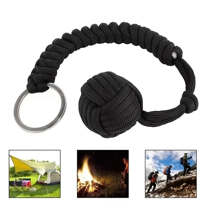 Outdoor Self-Defense Umbrella Rope,Monkey Fist Steel Ball, Paracord Survival Key Chain, Outdoor Safety Protection Accessories thumbnail 5