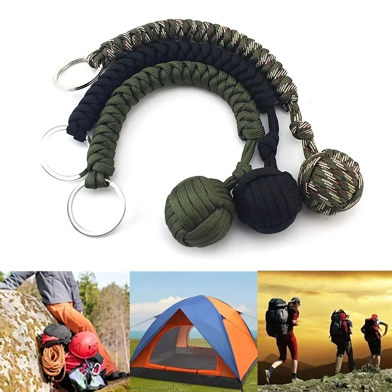 Outdoor Security Protection Black Monkey Fist Steel Ball for Girl Bearing Self Defense Lanyard Survival Key Chain Broken Windows thumbnail 5