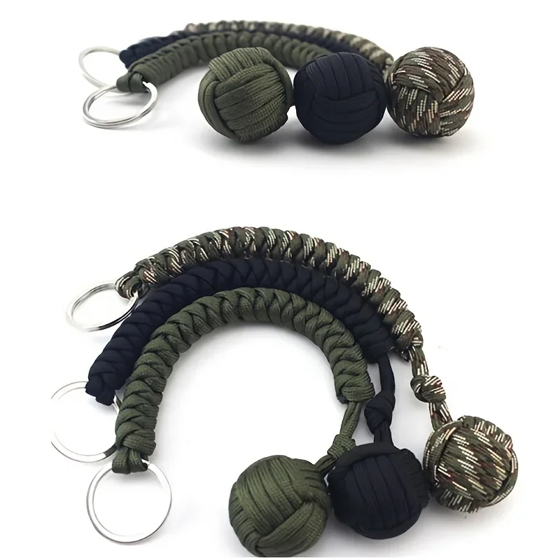 Outdoor Security Protection Black Monkey Fist Steel Ball for Girl Bearing Self Defense Lanyard Survival Key Chain Broken Windows thumbnail 2