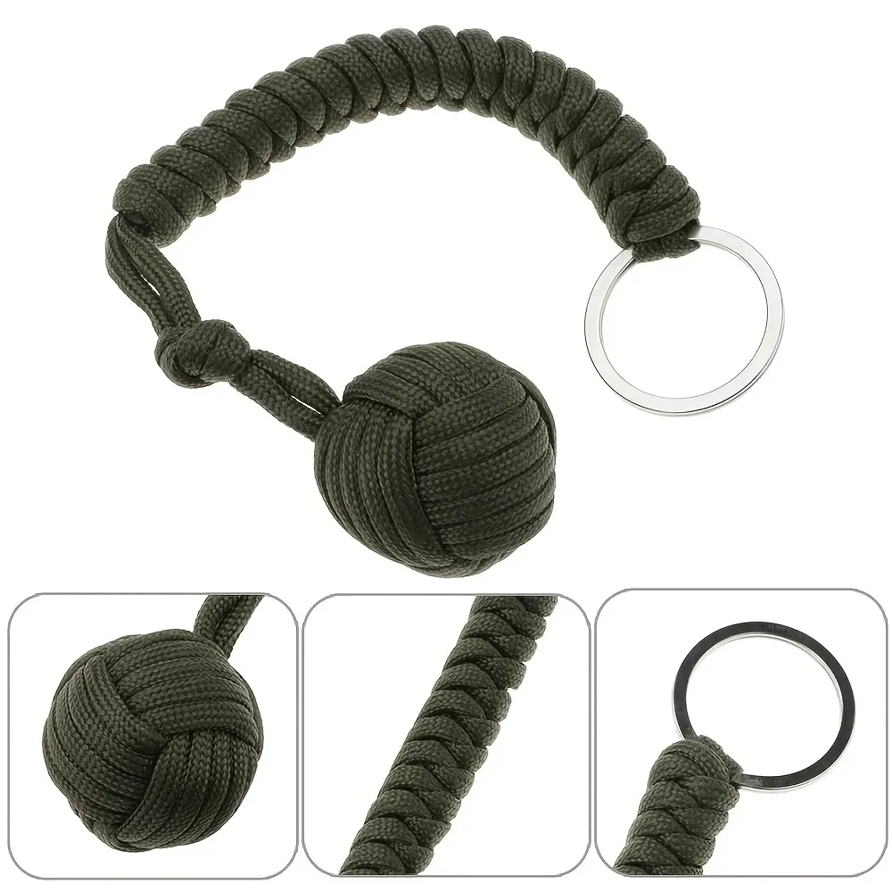 Outdoor Security Protection Black Monkey Fist Steel Ball for Girl Bearing Self Defense Lanyard Survival Key Chain Broken Windows thumbnail 4