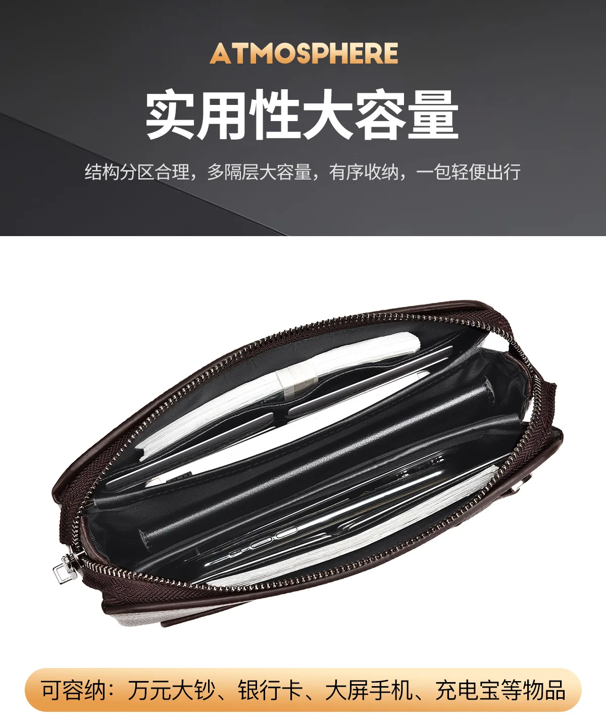 New Arrival Men's Clutch, High-Quality Business Solid Color Purse for Men handbags mens bag men wallet bolsos hombre clutch sac thumbnail 6