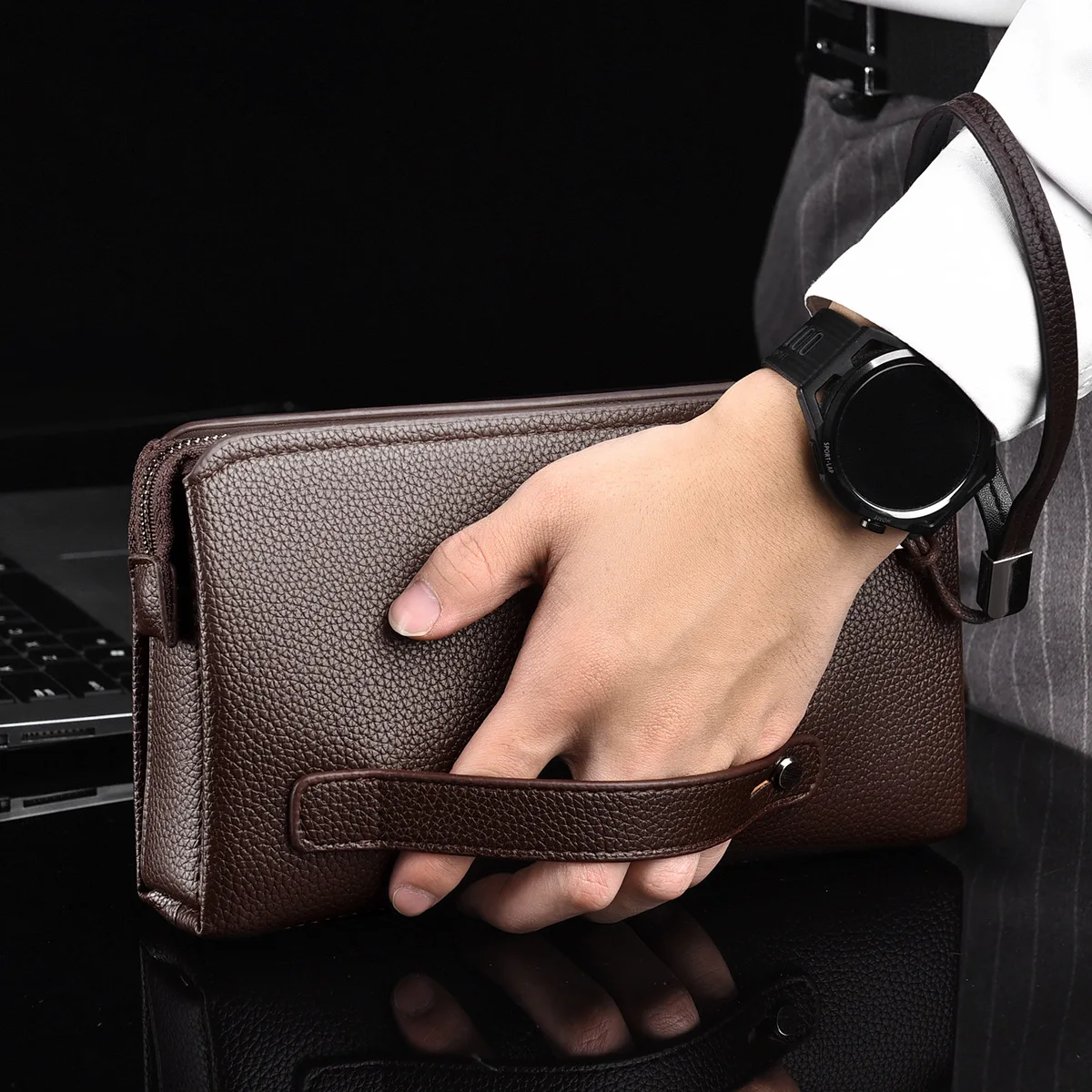 New Arrival Men's Clutch, High-Quality Business Solid Color Purse for Men handbags mens bag men wallet bolsos hombre clutch sac thumbnail 2