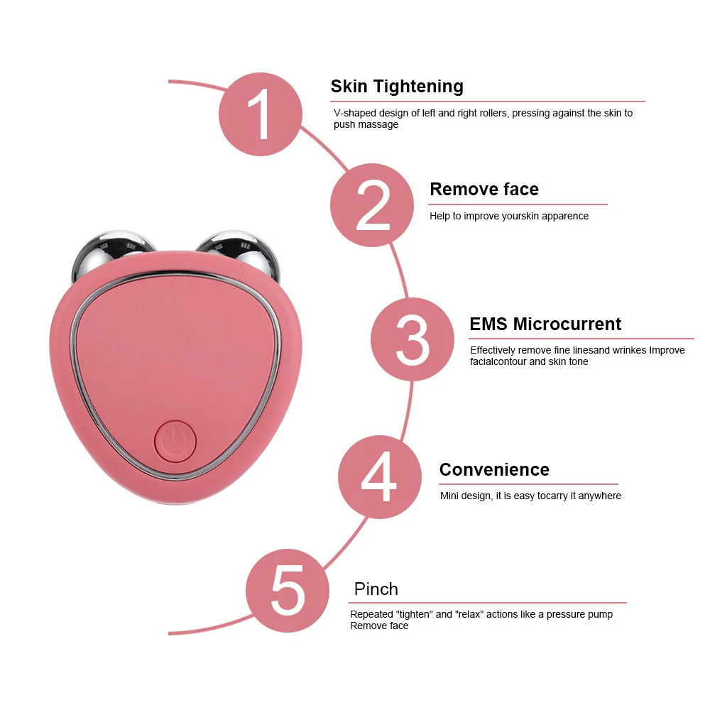 EMS Beauty Facial Massager Microcurrent Face Lifting Machine Anti Wrinkle Roller Skin Tightening Rejuvenation Charging Facial thumbnail 5