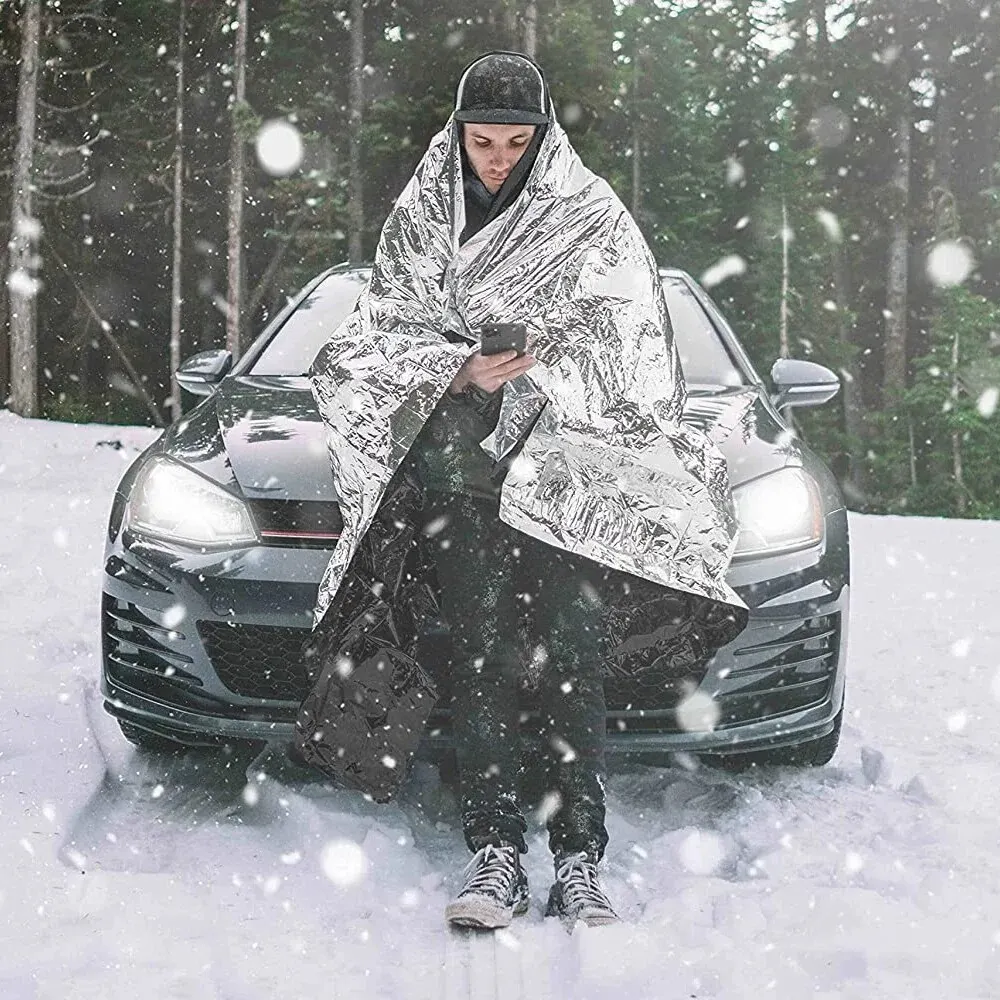 Rhino Rescue Emergency Blanket 1.6*2.1m Space Mylar Thermal for Outdoors, Hiking, Survival Blanket 10PC thumbnail 2