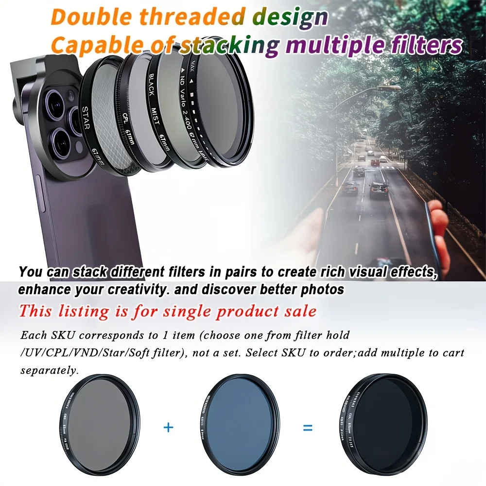 Upgraded 67MM ND CPL Metal Filter Adapter Phone Lens for iPhone 15 14 13 Pro Max Smartphone Stabilizer Photography Accessorie thumbnail 6