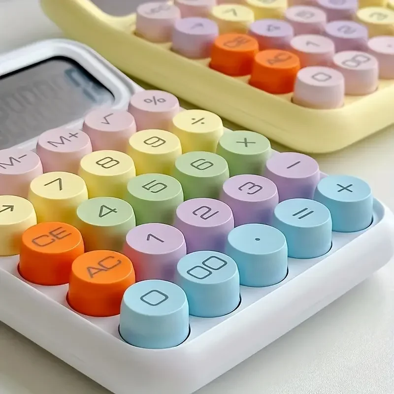 1pc Keyboard Calculator Office 12-digit Mechanical Calculator Cute Candy Color Calculator  Battery not included thumbnail 2