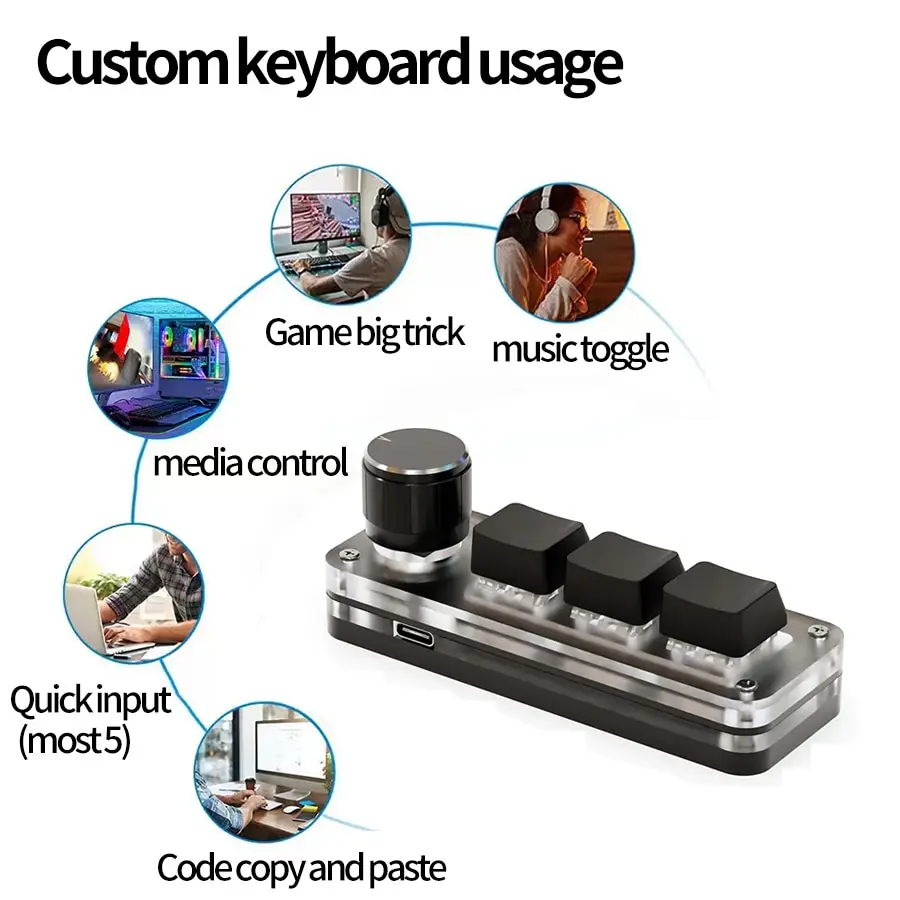 Macropad Macro Mechanical Keyboard RGB Mini Gaming Custom Programming Knob Keypads Red Switch 3 Keys For Photoshop thumbnail 3