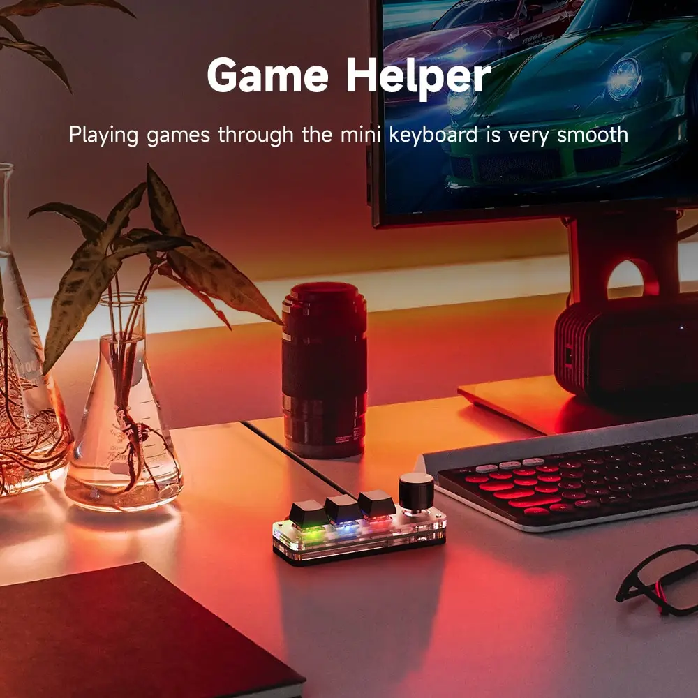 Macropad Macro Mechanical Keyboard RGB Mini Gaming Custom Programming Knob Keypads Red Switch 3 Keys For Photoshop thumbnail 2