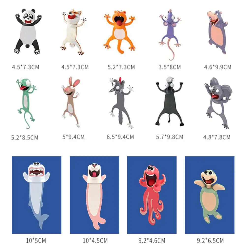 Creative Stationery Bookmarks 3D Stereo Cartoon Marker Animal Bookmarks Ocean Series Seal Octopus Cat Panda And Shiba Inu thumbnail 5
