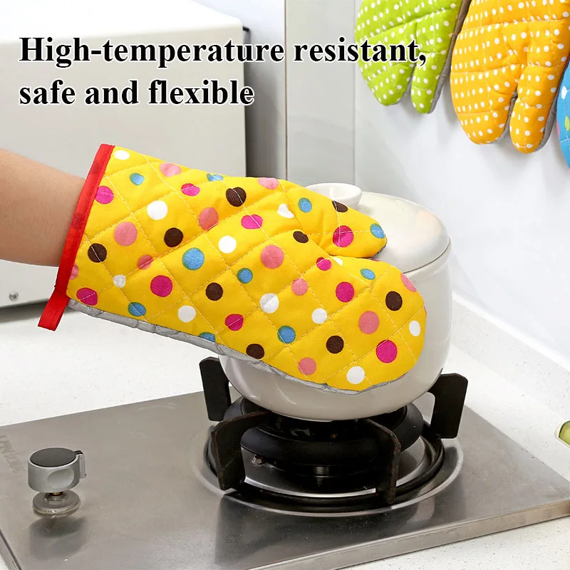 Mitten Microwave Oven Glove Non Slip Household Thickened Insulated Baking Heat Resistant Gloves Oven Mitts Cute Kitchen Tool thumbnail 4