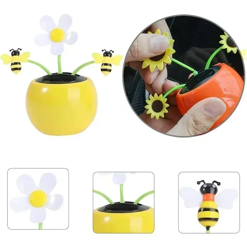 Car Solar Sunflower Ornaments Swaying Honey Bee Decoration Ornaments Dashboard Solar Energy Dancing Flowers Swinging Ornaments thumbnail 6