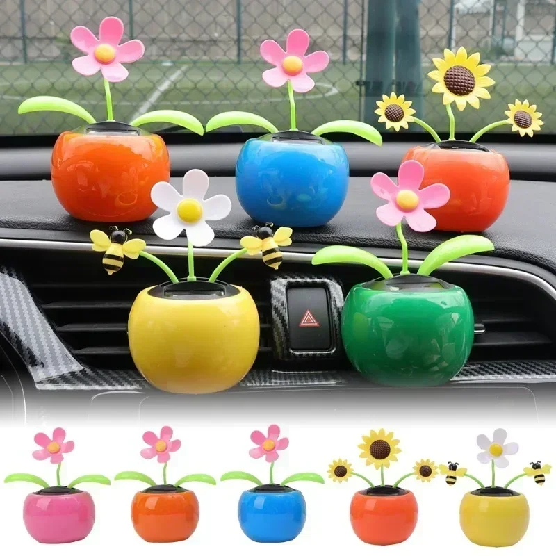 Car Solar Sunflower Ornaments Swaying Honey Bee Decoration Ornaments Dashboard Solar Energy Dancing Flowers Swinging Ornaments thumbnail 2