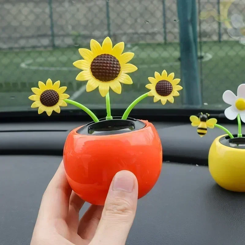 Car Solar Sunflower Ornaments Swaying Honey Bee Decoration Ornaments Dashboard Solar Energy Dancing Flowers Swinging Ornaments thumbnail 4