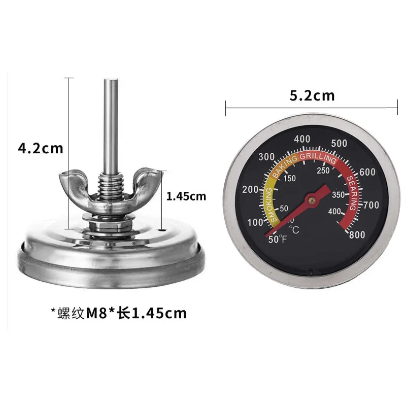 Read Oven Thermometer for Kitchen Home Household Cooking Temp Gauge 0-400℃ Stainless Steel BBQ Smoker Grill Thermometer Parts thumbnail 6