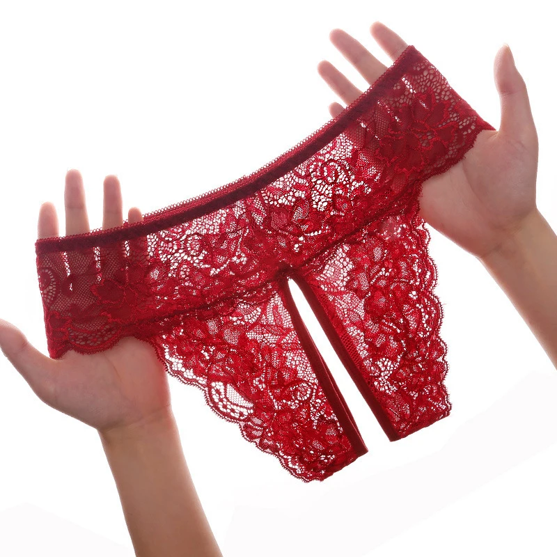 1Pcs Women Plus Size Open Crotch Panties Sexy Lace Transparent Underwear Stretching Big Size Lingerie