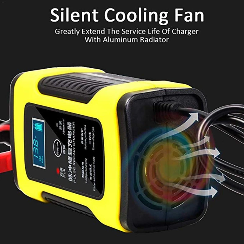 12V Full Automatic Battery Charger 110V 220V To 12V 6A LCD Display Smart Fast Auto Motorcycle Electric Car Truck Charger thumbnail 5