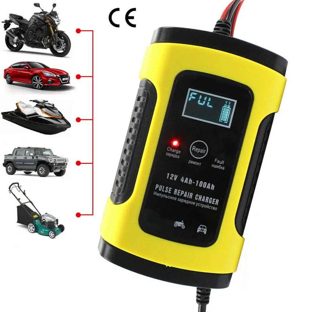 12V Full Automatic Battery Charger 110V 220V To 12V 6A LCD Display Smart Fast Auto Motorcycle Electric Car Truck Charger thumbnail 2