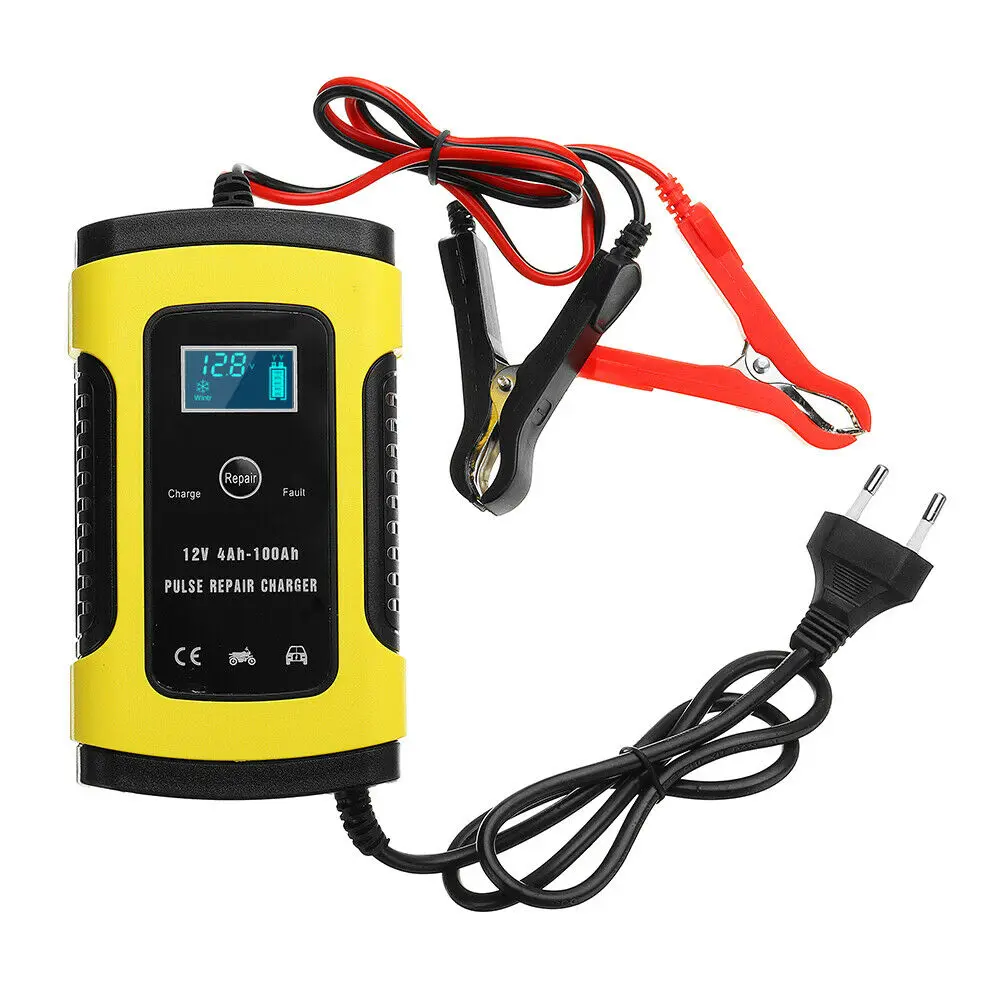 12V Full Automatic Battery Charger 110V 220V To 12V 6A LCD Display Smart Fast Auto Motorcycle Electric Car Truck Charger