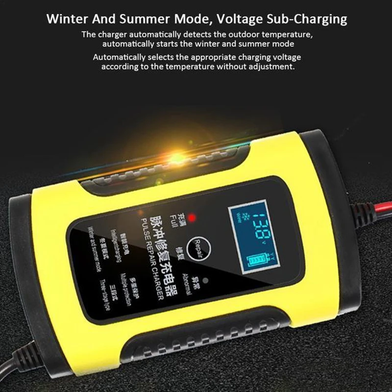 12V Full Automatic Battery Charger 110V 220V To 12V 6A LCD Display Smart Fast Auto Motorcycle Electric Car Truck Charger thumbnail 4