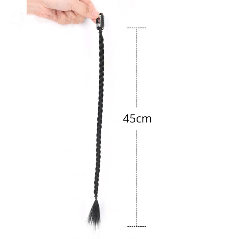 2pcs/pair Long Front Side Curtain Bang Clip in Hair Extensions Braids Straight Sleek Natural Soft Synthetic for Women thumbnail 3