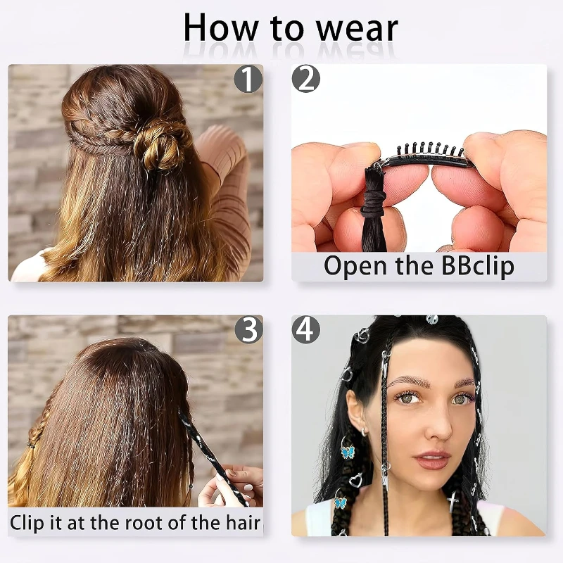 2pcs/pair Long Front Side Curtain Bang Clip in Hair Extensions Braids Straight Sleek Natural Soft Synthetic for Women thumbnail 4