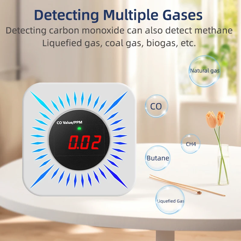 WIFI Zigbee Tuya gas&carbon monoxide detector Smart Life Natural Gas Alarm Sensor LED Display thumbnail 2