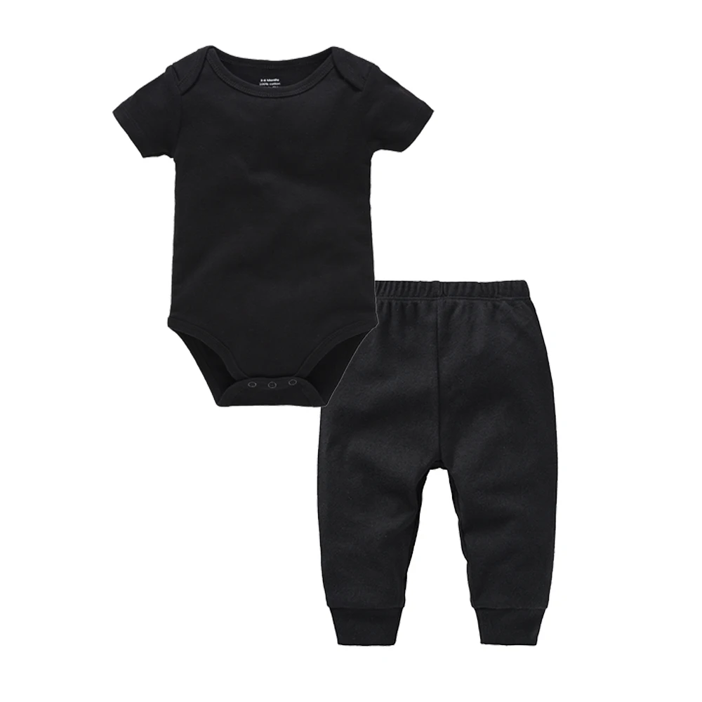 2/6 Pcs/lot Muslin Blank Baby Rompers Pants Set Plain Colors Summer Short Sleeve Bodysuit Kids Clothing Set Boys Clothes thumbnail 3