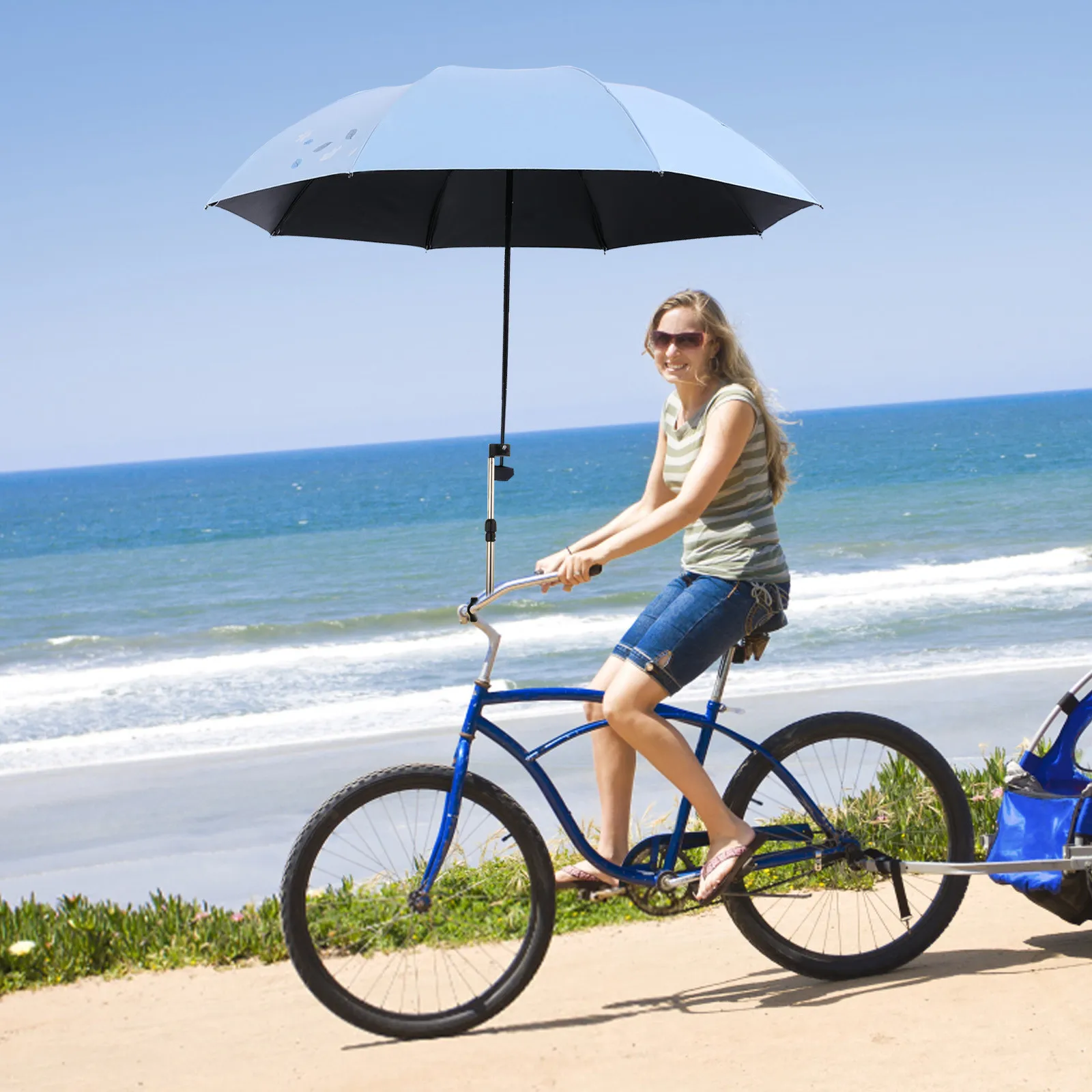 Stainless Steel Umbrella Stands Any Angle Swivel Wheelchair Bicycle Umbrella Connector Stroller Umbrella Holder Rain Gear Tool thumbnail 3
