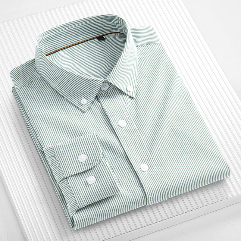 2025 spring and summer new style Men's clothing long sleeve oxford shirt men100% cotton high quality pocket mens shirts S-4XL thumbnail 3
