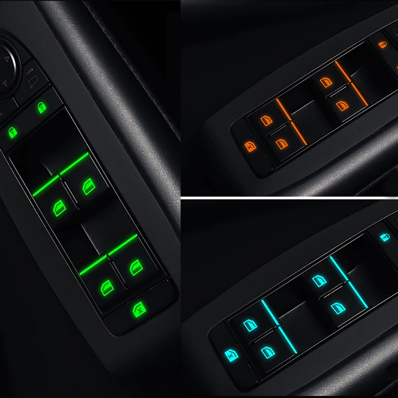18Pcs/set Car Luminous Door Window Lift Button Stickers Car Windows Control Panel Decals Car Interior Sticker Auto Accessories thumbnail 5