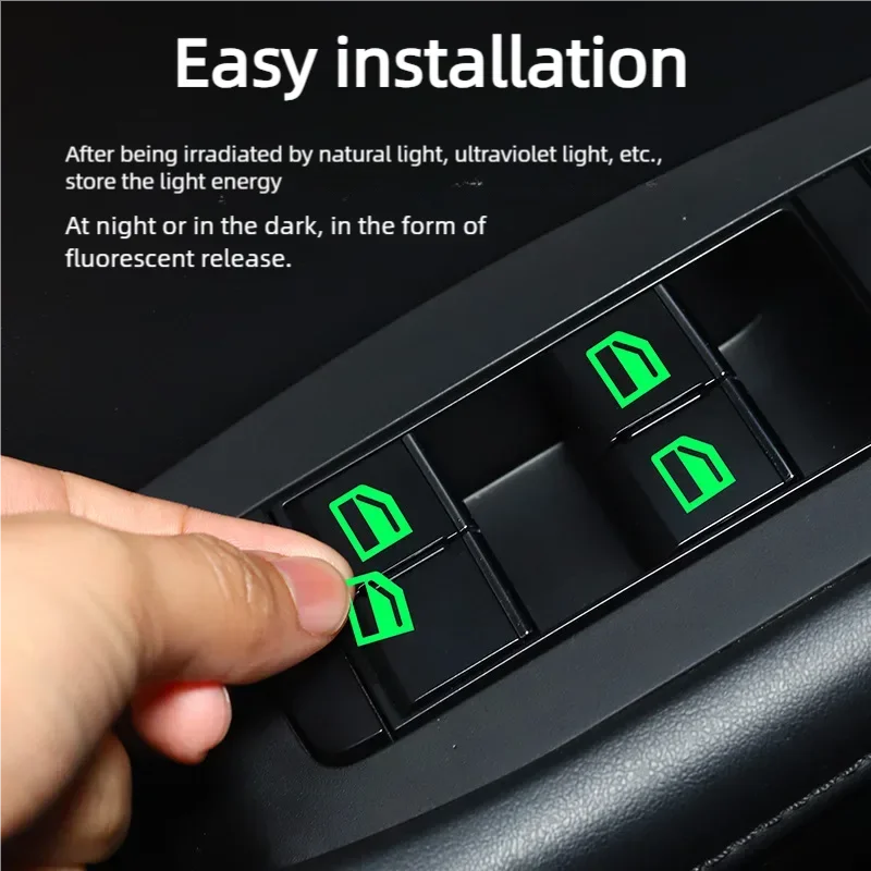 18Pcs/set Car Luminous Door Window Lift Button Stickers Car Windows Control Panel Decals Car Interior Sticker Auto Accessories thumbnail 2